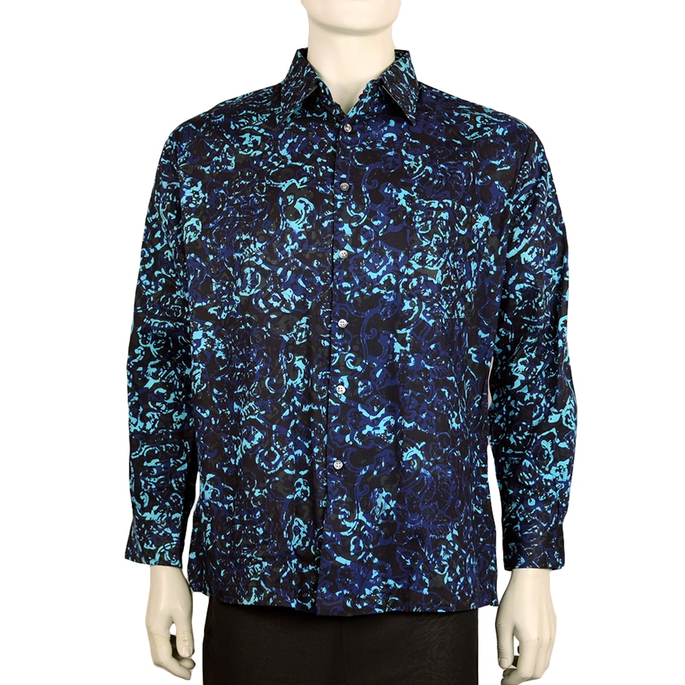 Men's Long Sleeve Batik Shirt | L size | Block-printed | BM005-018