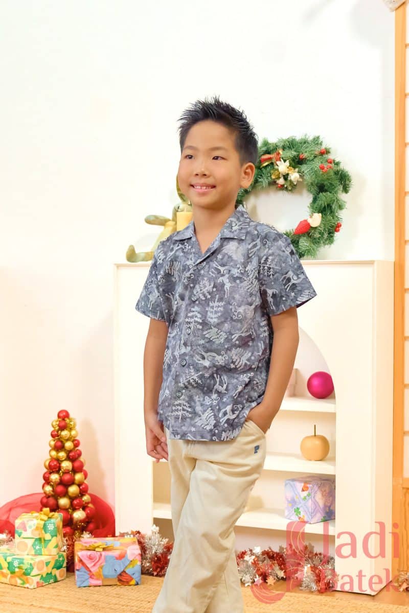 Boy Batik Christmas Shirt Grey | BH003-058 - Image 3