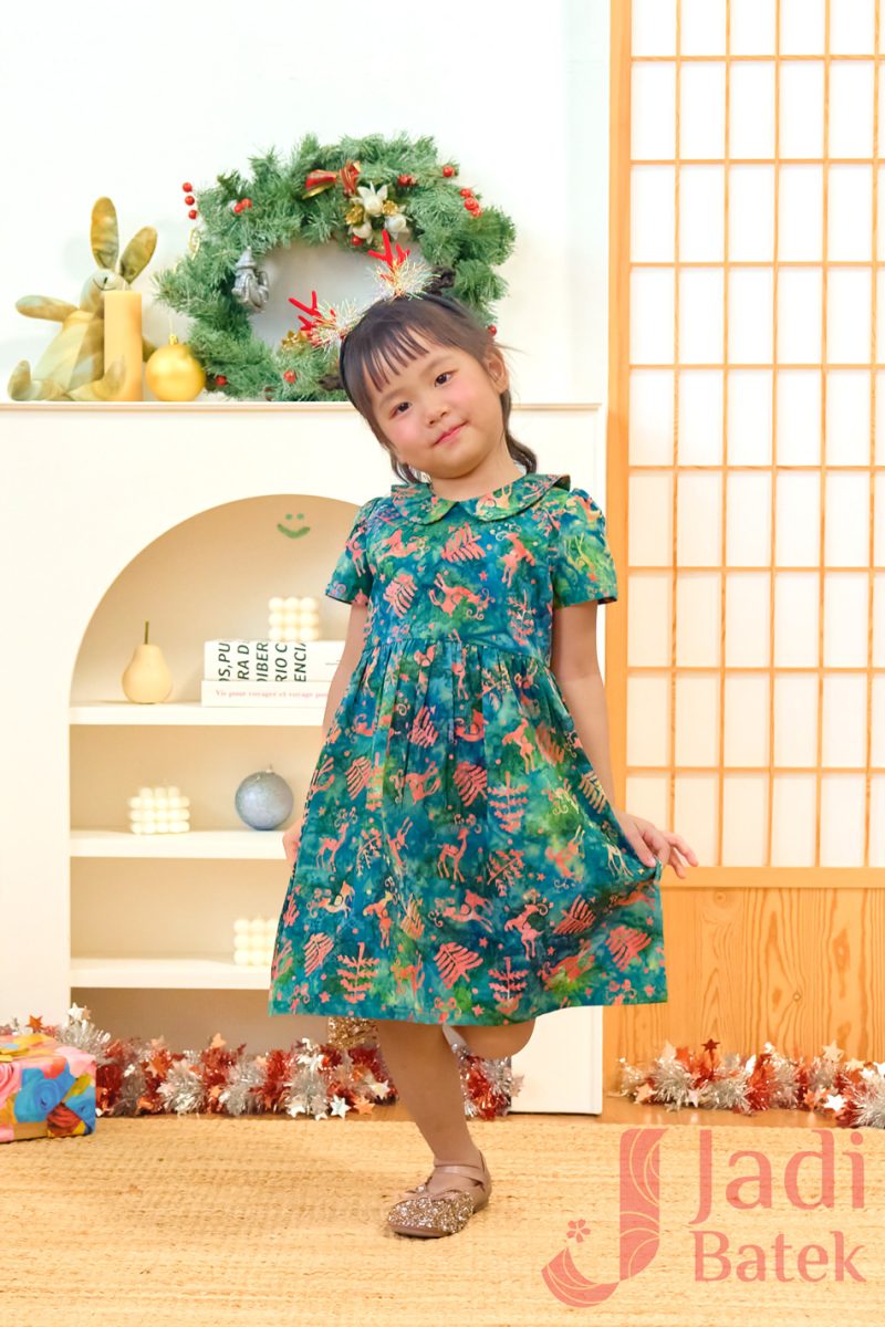 Girl Batik Christmas Dress | BH019-2 - Image 2