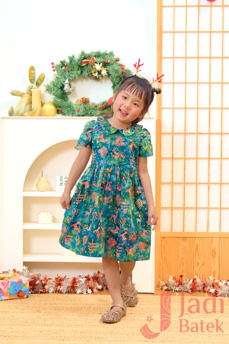 Girl Batik Christmas Dress | BH019-2 - Image 3