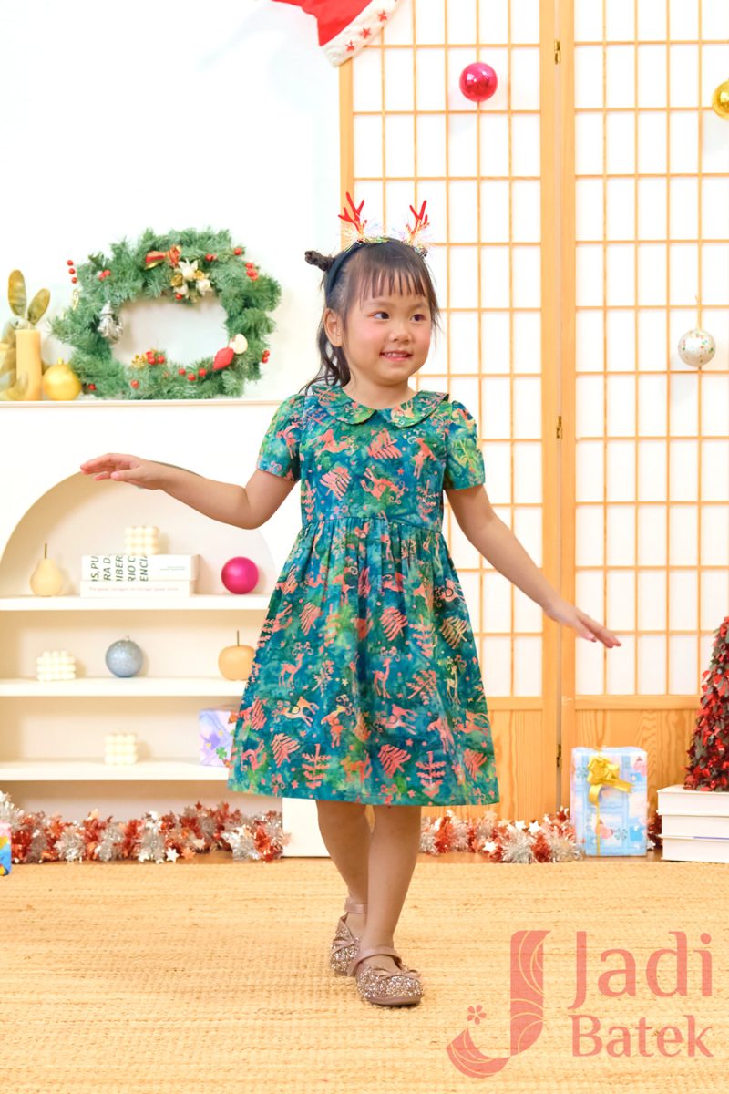 Girl Batik Christmas Dress | BH019-2 - Image 4