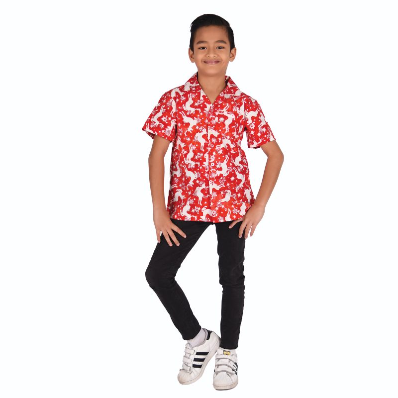 Boy Batik Christmas Shirt Grey | BH003-059