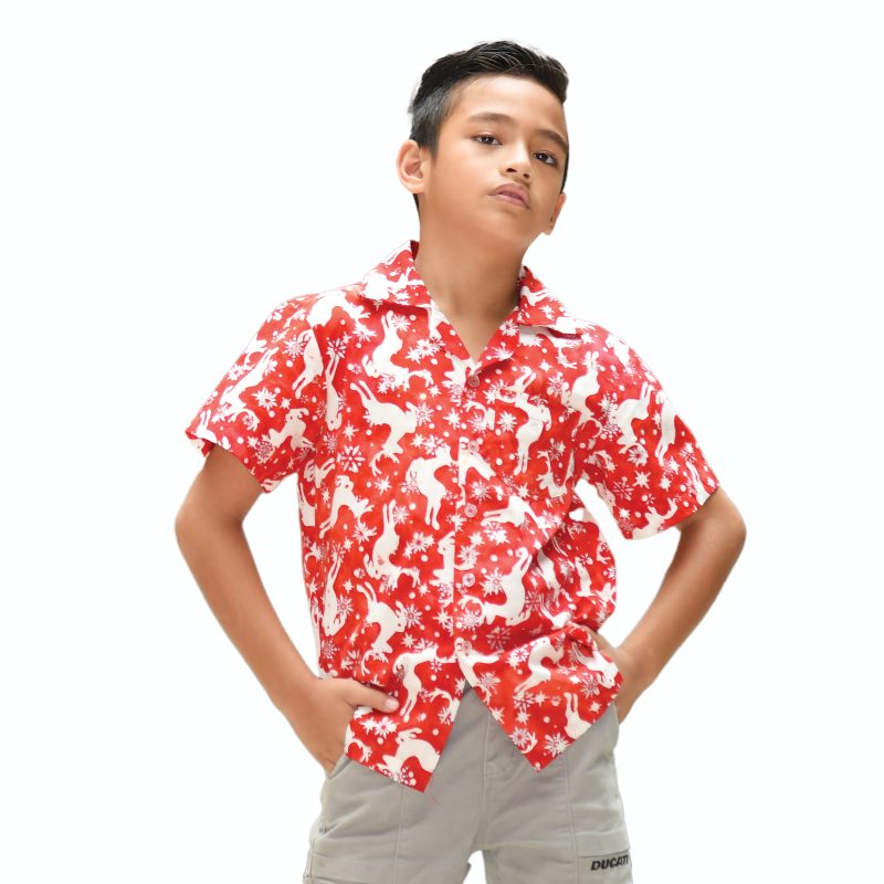 Boy Batik Christmas Shirt Grey | BH003-059 - Image 5