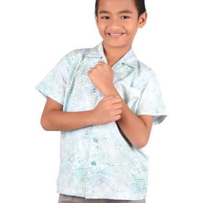 Boy Batik Shirt Off White Green | BH003-065