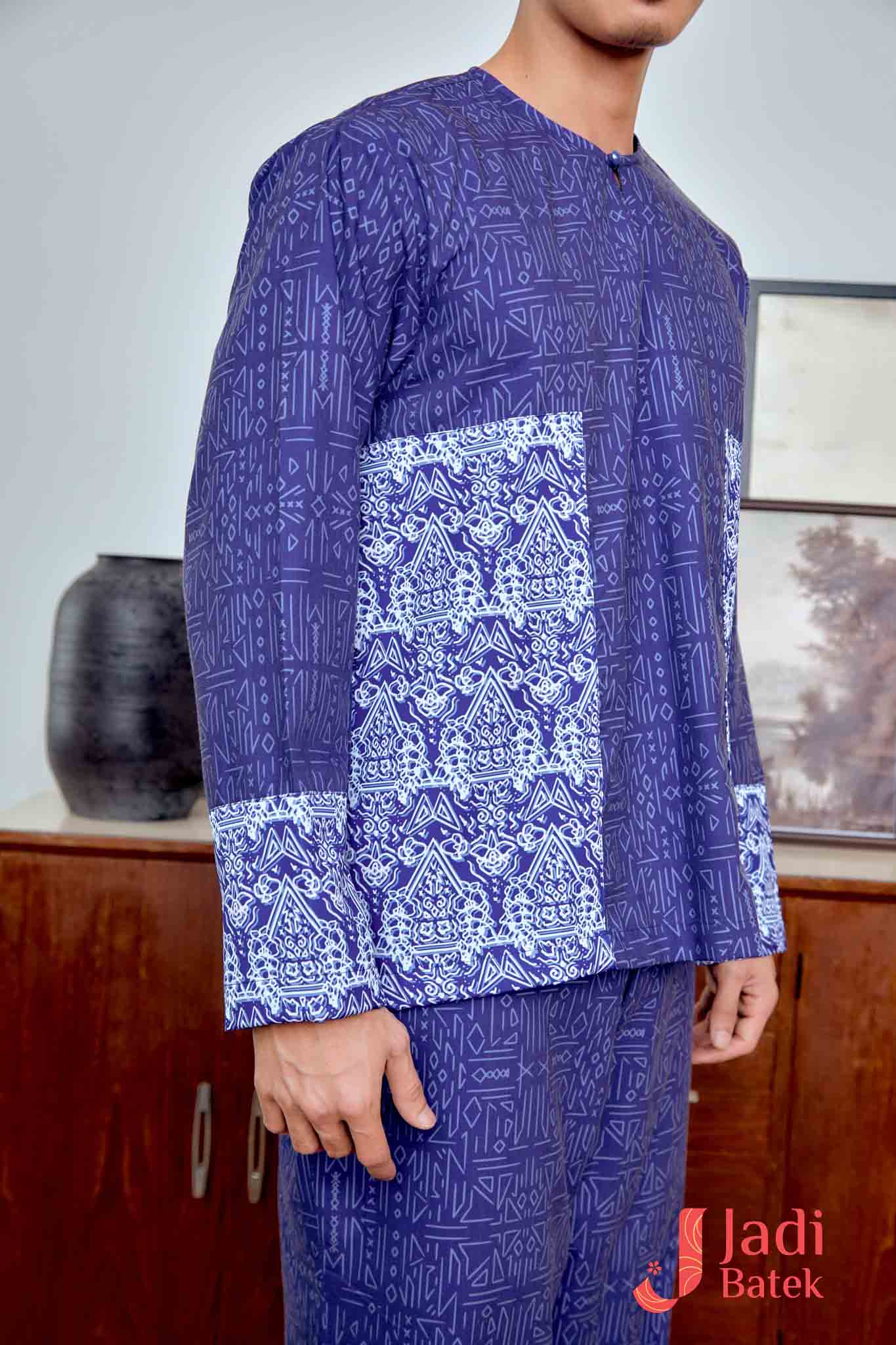 Baju Melayu Teluk Belanga Set (Top & Pants) | Raya Collection | DR133, DR134 Blue - Image 8