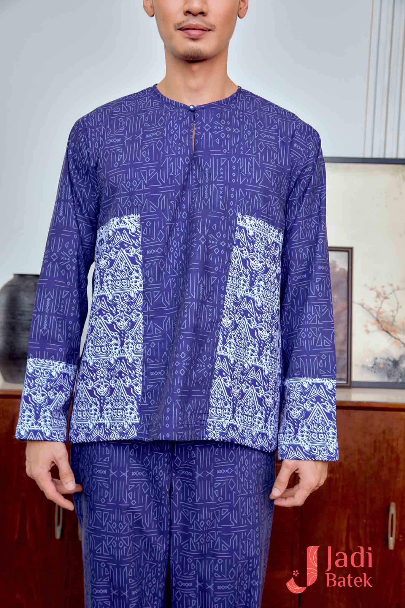 Baju Melayu Teluk Belanga Set (Top & Pants) | Raya Collection | DR133, DR134 Blue - Image 7