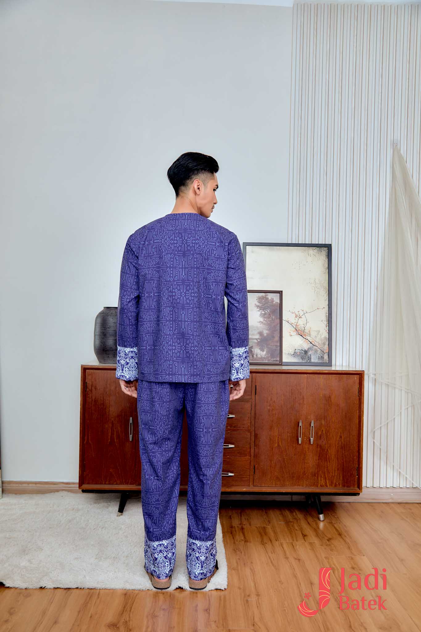 Baju Melayu Teluk Belanga Set (Top & Pants) | Raya Collection | DR133, DR134 Blue - Image 3
