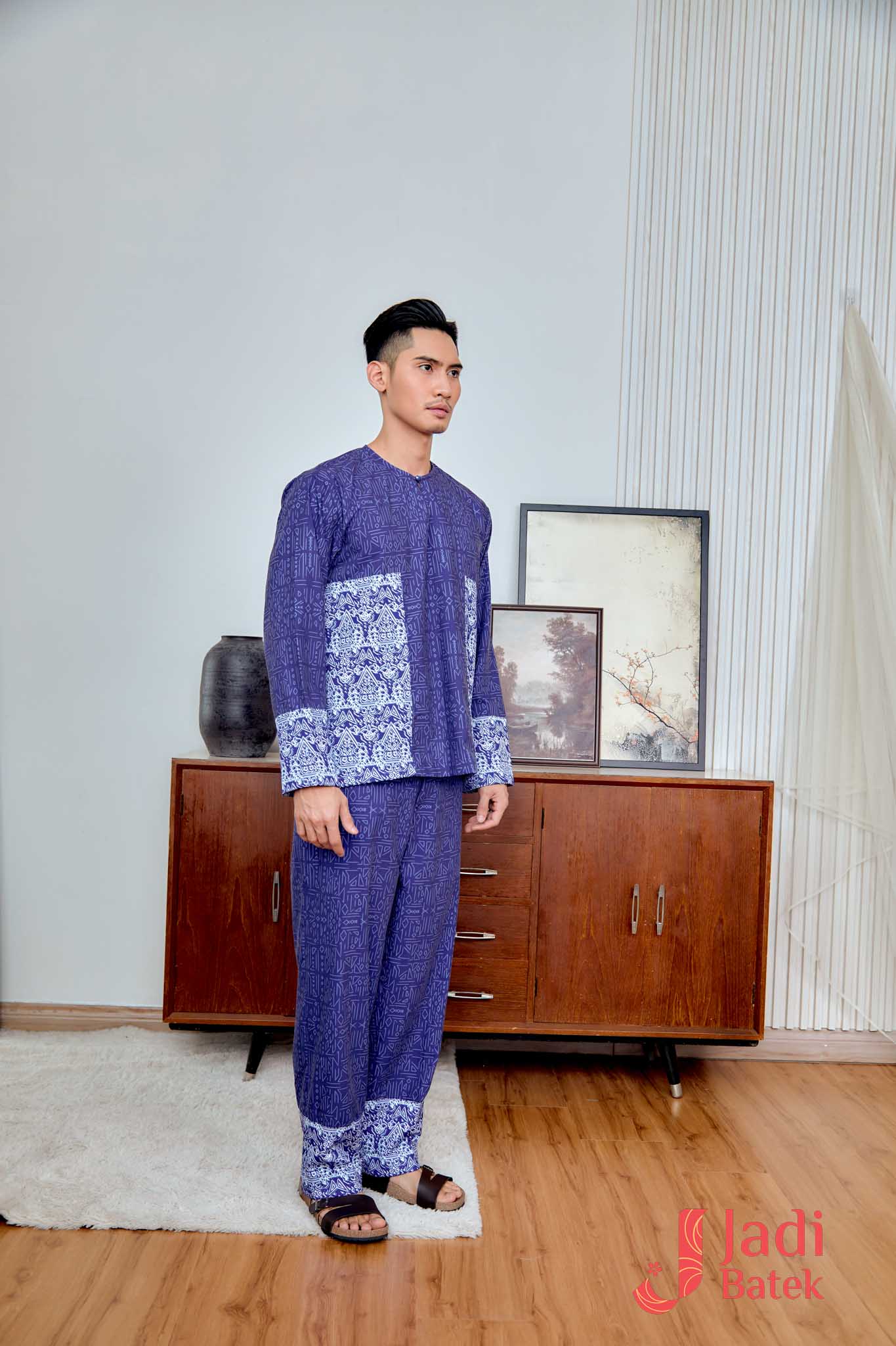 Baju Melayu Teluk Belanga Set (Top & Pants) | Raya Collection | DR133, DR134 Blue - Image 2