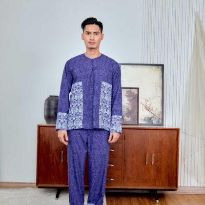 Baju Melayu Teluk Belanga Set (Top & Pants) | Raya Collection | DR133, DR134 Blue