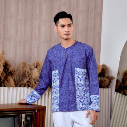 Baju Melayu Teluk Belanga (Top Only) | Raya Collection | DR133 Blue