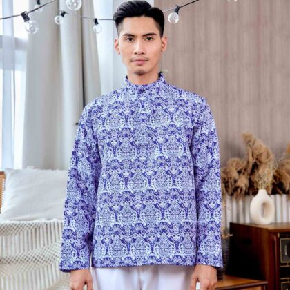 Baju Melayu Cekak Musang (Top Only) | Raya Collection | DR133 Blue