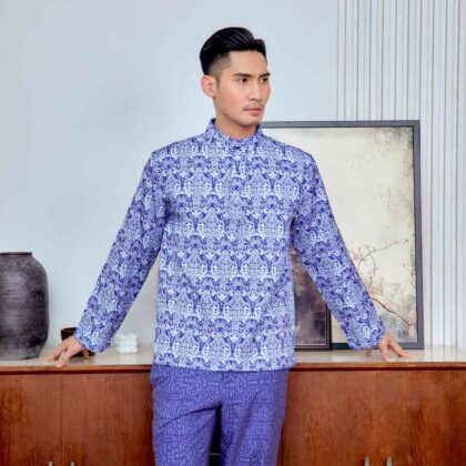 Baju Melayu Cekak Musang Set (Top & Pants) | Raya Collection | DR133, DR134 Blue