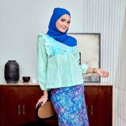 Ruffle Blouse Set (Top & Skirt) | Raya Collection | DR135, DR136 (Cotton)