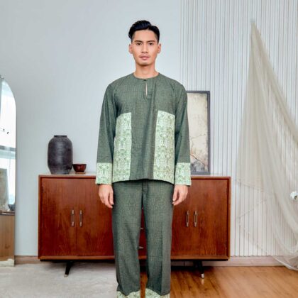 Baju Melayu Teluk Belanga Set (Top & Pants) | Raya Collection | DR133, DR134 Dark Green