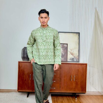 Baju Melayu Cekak Musang Set (Top & Pants) | Raya Collection | DR133, DR134 Green