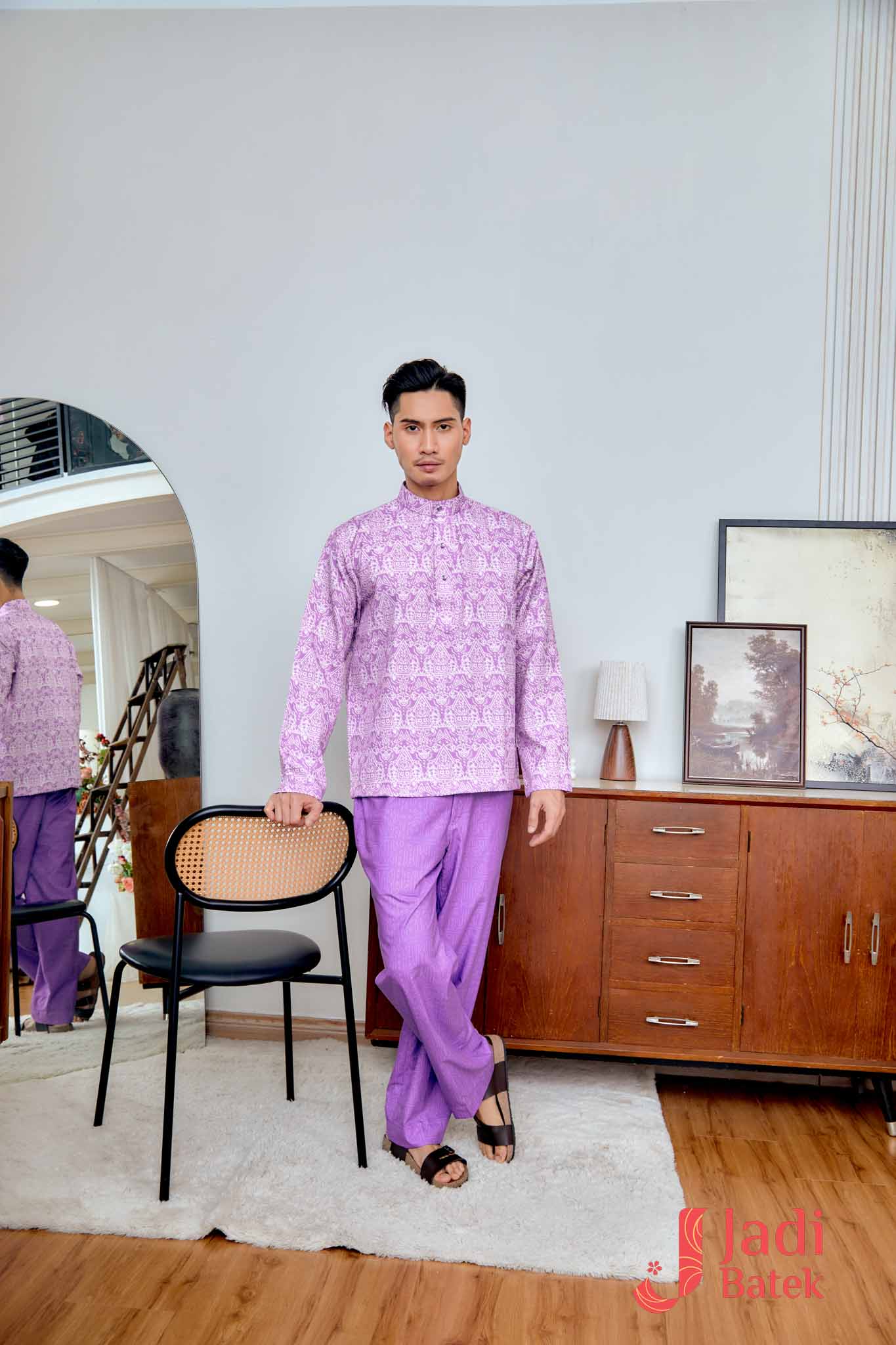 Baju Melayu Cekak Musang Set (Top & Pants) | Raya Collection | DR133, DR134 Pink - Image 4