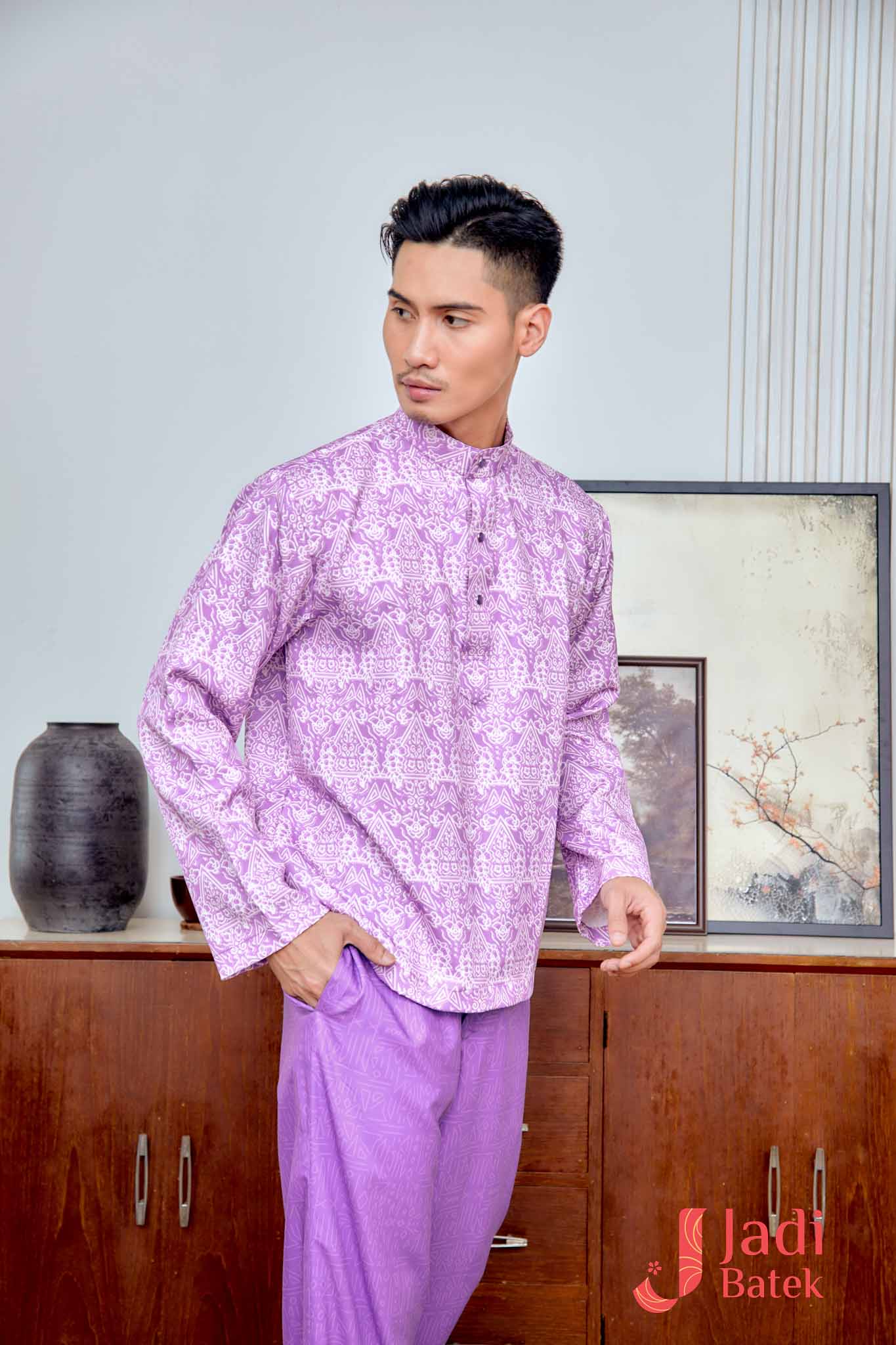 Baju Melayu Cekak Musang Set (Top & Pants) | Raya Collection | DR133, DR134 Pink - Image 6