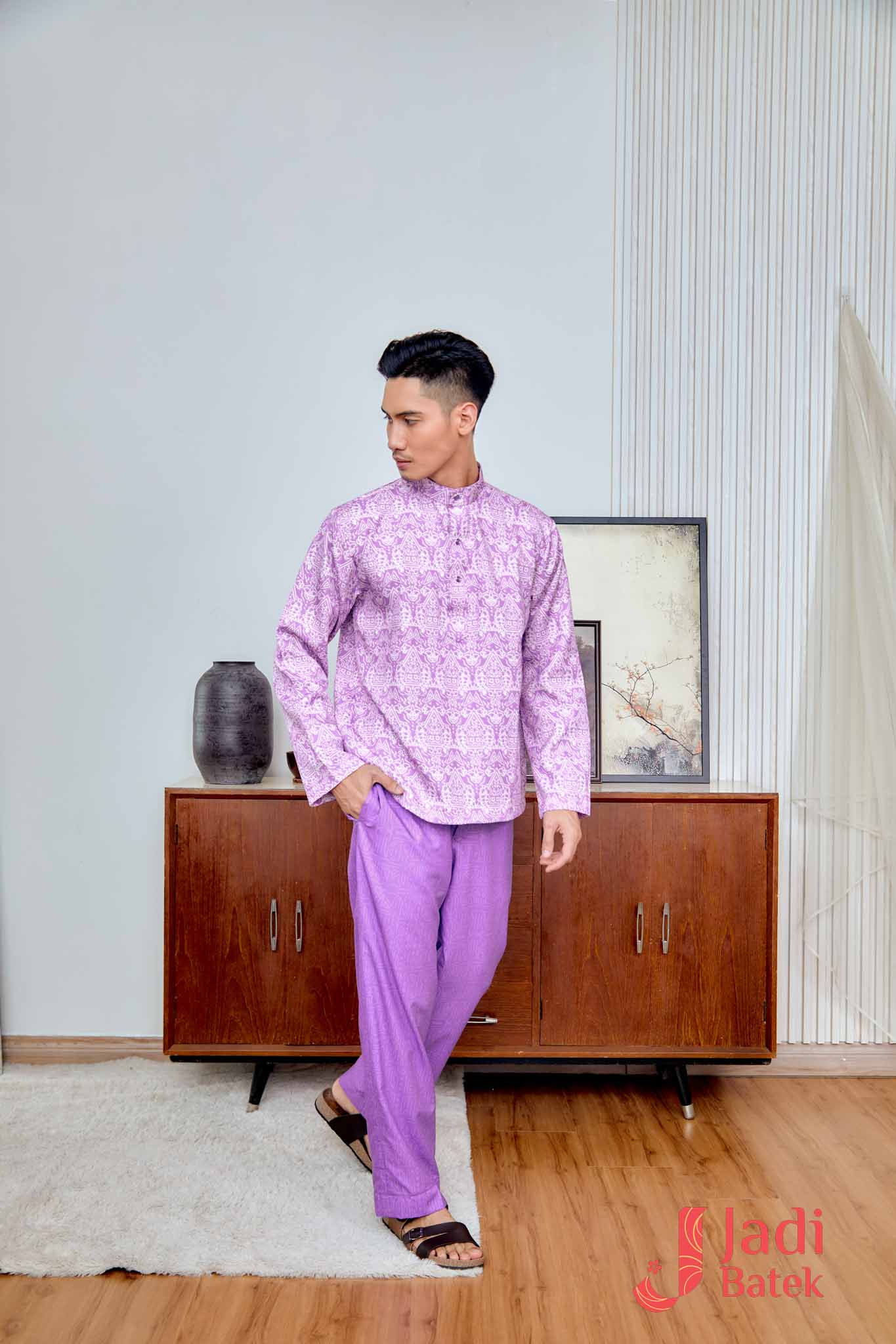 Baju Melayu Cekak Musang Set (Top & Pants) | Raya Collection | DR133, DR134 Pink - Image 5