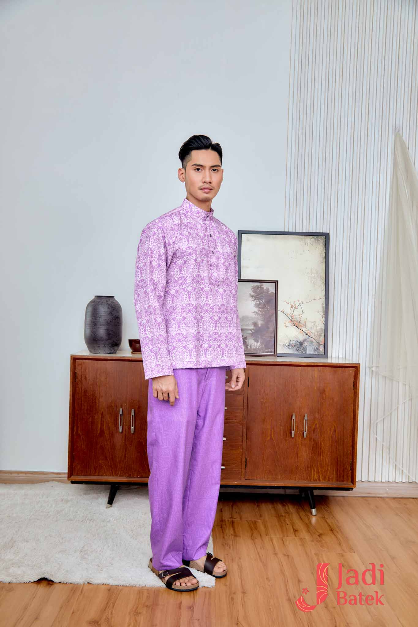 Baju Melayu Cekak Musang Set (Top & Pants) | Raya Collection | DR133, DR134 Pink - Image 3