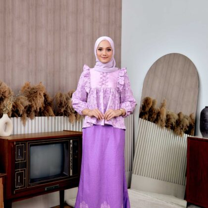 Ruffle Blouse Set (Top & Skirt) | Raya Collection | DR135, DR136 Pink