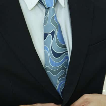 Batik Neck Tie | Silk | Hand Drawn | BC135-01 (Azure Wave Collection)
