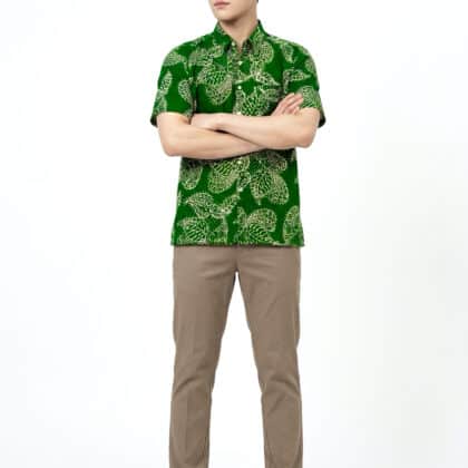 Short Sleeve Batik Shirt | Hand Block | M Size | BM006-169 (Verdant Vine)
