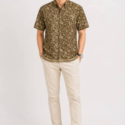 Short Sleeve Batik Shirt | Hand Block | BM006-171 (Earth Harvest)