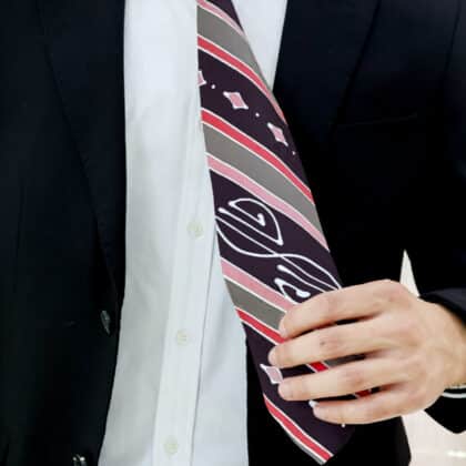 Batik Neck Tie | Silk | Hand Drawn | BC135-02 (Crimson Motif)