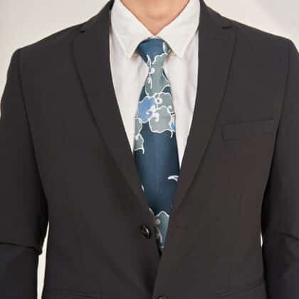 Batik Neck Tie | Silk | Hand Drawn | BC135-05 (Oceanic Blue Clouds)